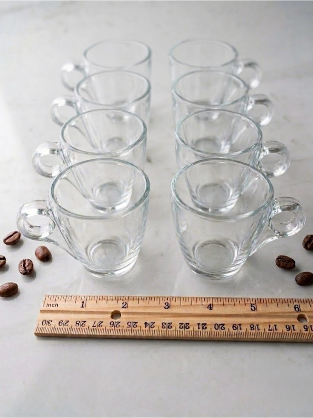 Set of 8 Vintage Clear Glass Espresso/Demitasse Cups